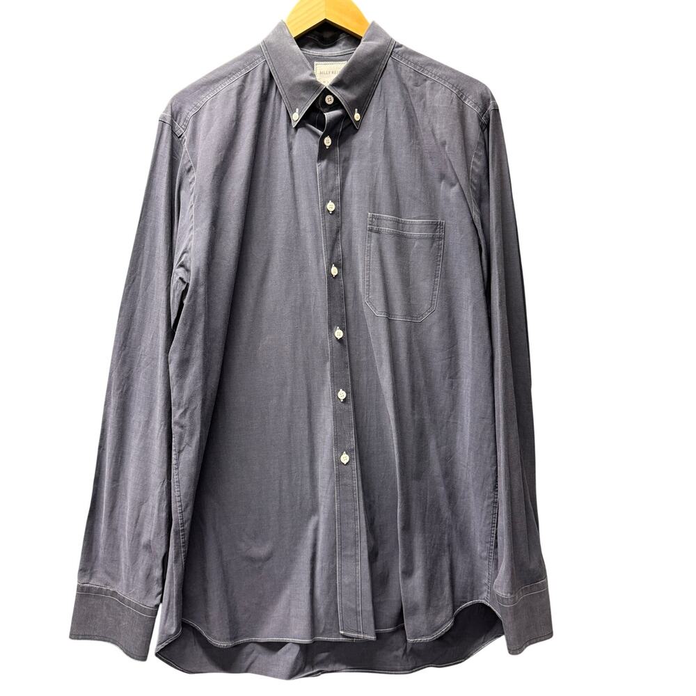 Billy Reid Button‎ Down Shirt Blue Cotton Coastal Fit 2 Standard Mens XL Italy